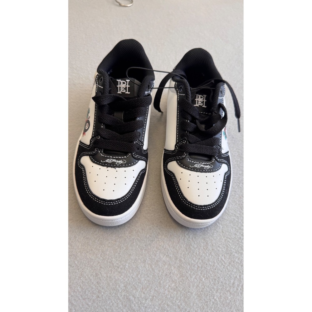 Ed Hardy Court-T Kids Sneakers Black White Tattoo Graphics EH06048001 Size 1